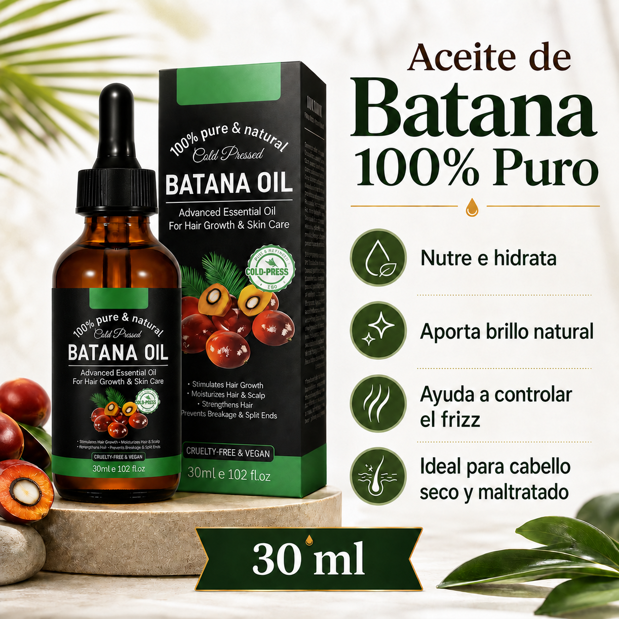 BatanaGlow™- Aceite de Batana 100% Puro — Cabello Más Suave y Brillante desde Casa ✨