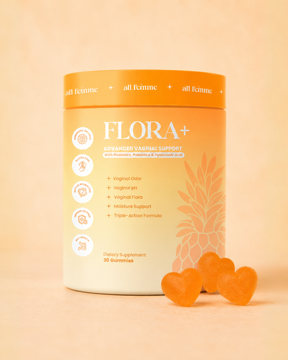 Flora+™ — Adiós al Olor y al Flujo Constante — Gomitas de Piña con Probióticos Vaginales + Ácido Hialurónico 🌸