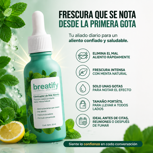 AuraFresh™│Breatify™ Gotas para el Mal Aliento — Frescura Instantánea y Confianza al Hablar 💨
