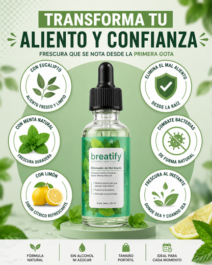AuraFresh™│Breatify™ Gotas para el Mal Aliento — Frescura Instantánea y Confianza al Hablar 💨