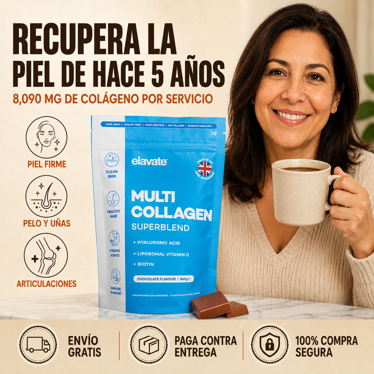 Elavate™ Multi Collagen Superblend — Recupera la Piel que Tenías Hace 5 Años, en Una Cuchara al Día ☕