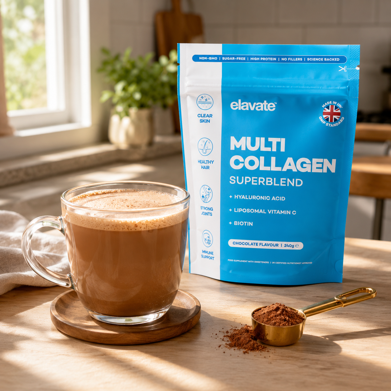 Elavate™ Multi Collagen Superblend — Recupera la Piel que Tenías Hace 5 Años, en Una Cuchara al Día ☕
