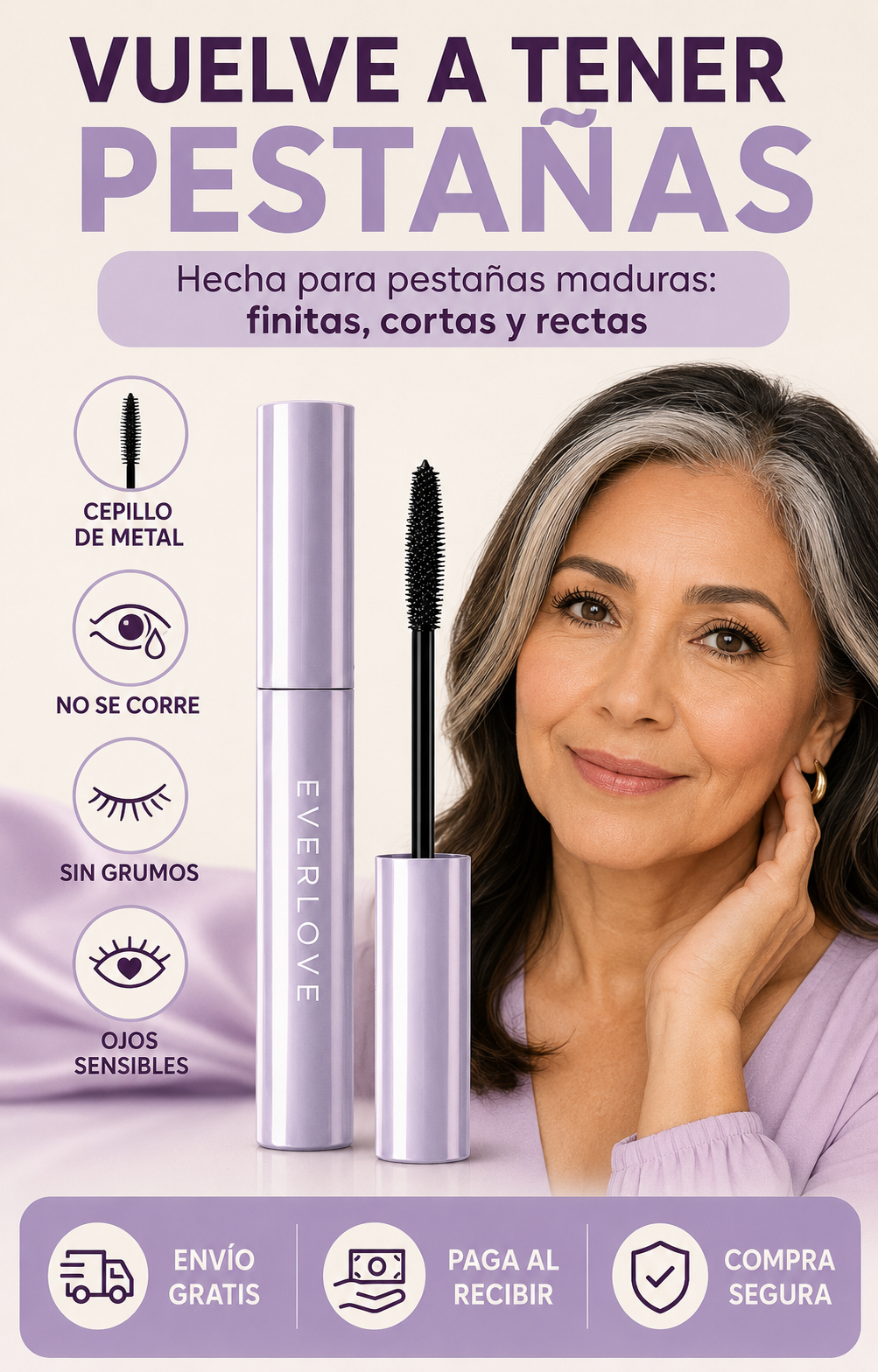Everlove Mascara™ — La Máscara Hecha para Pestañas Maduras — Cepillo de Metal 520 Nano-Cerdas 👁️