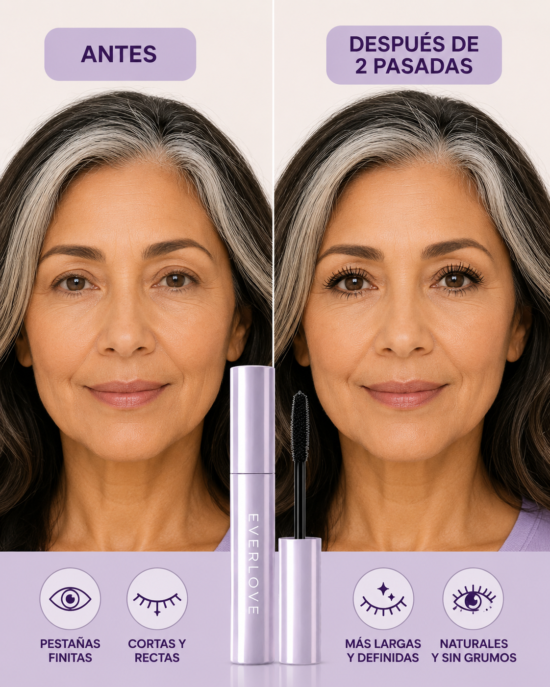 Everlove Mascara™ — La Máscara Hecha para Pestañas Maduras — Cepillo de Metal 520 Nano-Cerdas 👁️