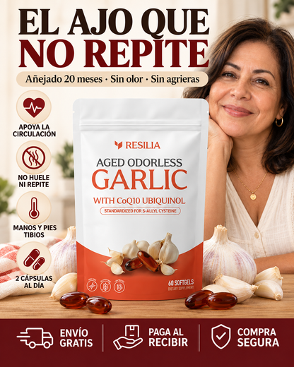 Vital Root™ — Ajo Añejado Sin Olor 20 Meses + CoQ10 Ubiquinol — Apoyo a la Circulación y al Corazón 🧄