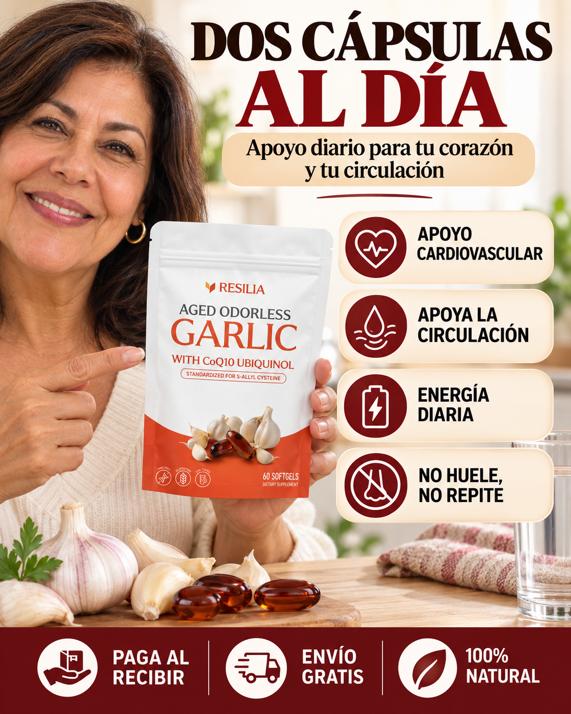 Vital Root™ — Ajo Añejado Sin Olor 20 Meses + CoQ10 Ubiquinol — Apoyo a la Circulación y al Corazón 🧄