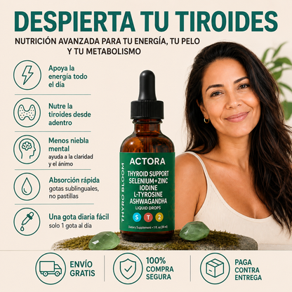 Tiroactiva™ – Despierta tu Tiroides y Recupera tu Energía — Gotas de Selenio + Yodo, Zinc, L-Tirosina y Ashwagandha 🦋