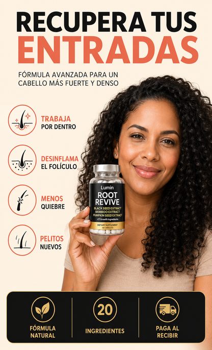 Root Revive™ — Recupera tus Entradas y Frena la Caída — Cápsulas de Semilla Negra + Bambú + Semilla de Calabaza 🌱
