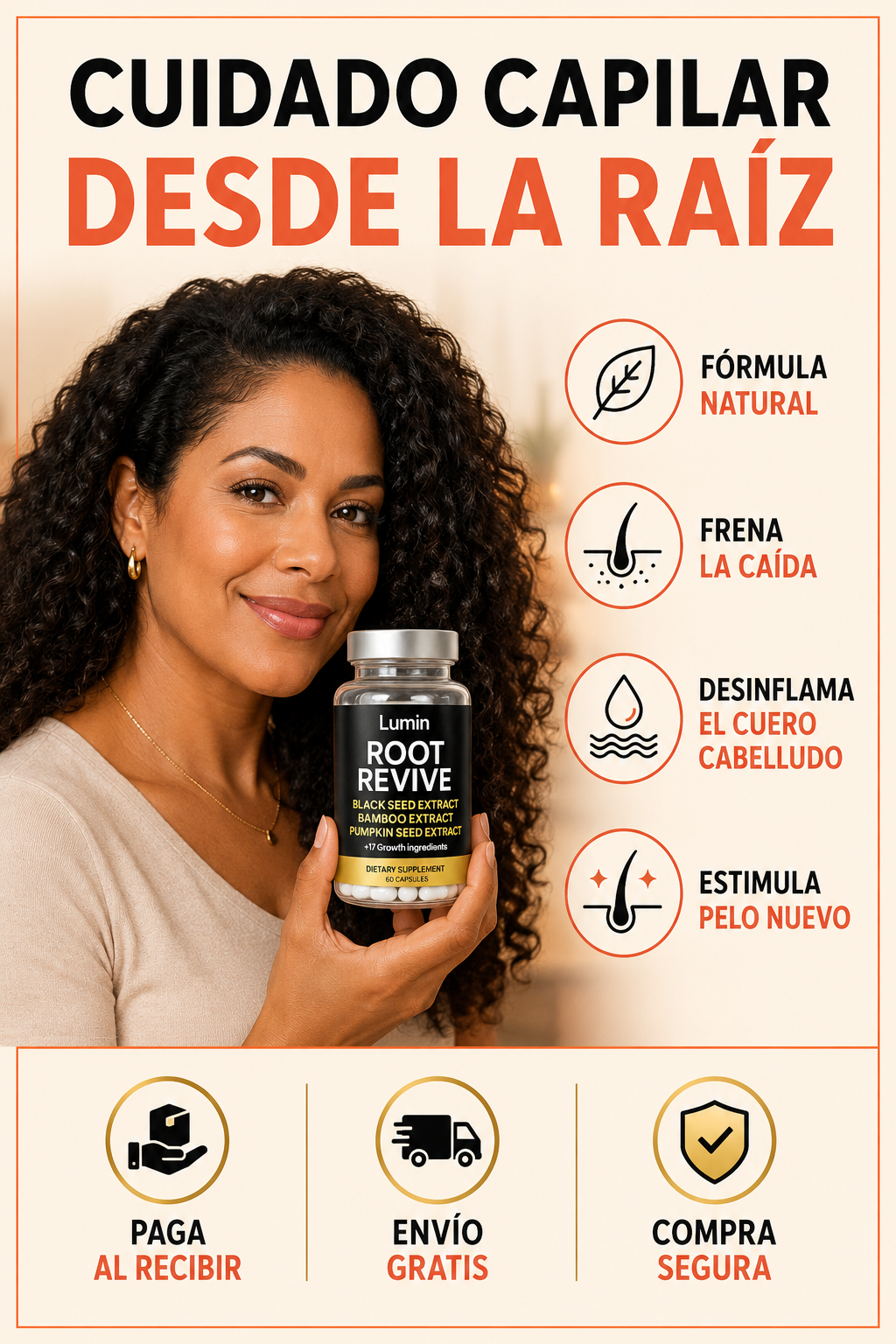 Root Revive™ — Recupera tus Entradas y Frena la Caída — Cápsulas de Semilla Negra + Bambú + Semilla de Calabaza 🌱
