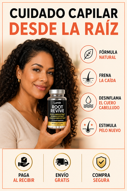 Root Revive™ — Recupera tus Entradas y Frena la Caída — Cápsulas de Semilla Negra + Bambú + Semilla de Calabaza 🌱