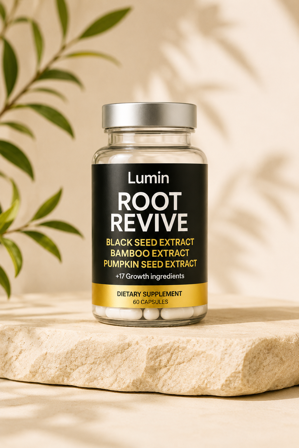 Root Revive™ — Recupera tus Entradas y Frena la Caída — Cápsulas de Semilla Negra + Bambú + Semilla de Calabaza 🌱
