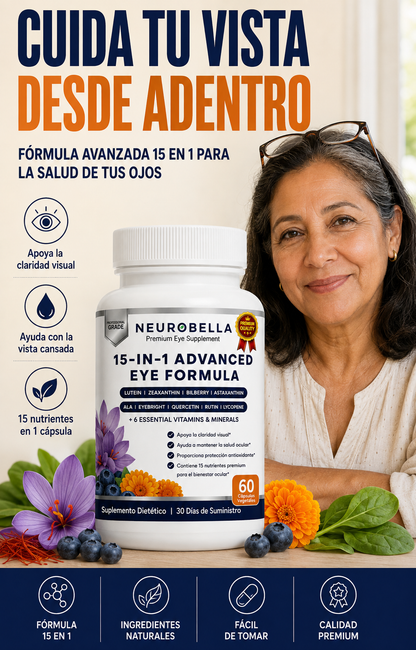 Neurobella™ 15-en-1 — Fórmula Avanzada para la Vista — Luteína + Zeaxantina + Astaxantina 👁️