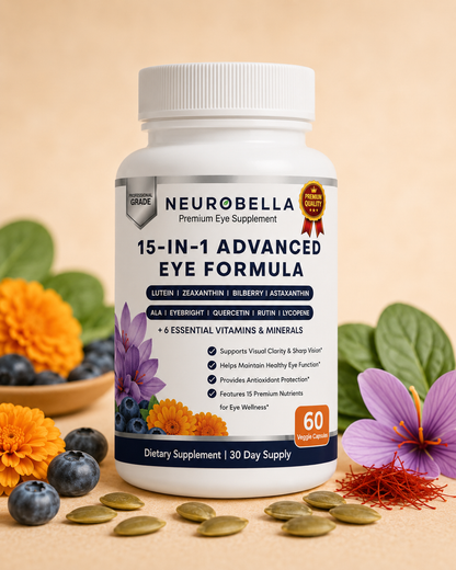 Neurobella™ 15-en-1 — Fórmula Avanzada para la Vista — Luteína + Zeaxantina + Astaxantina 👁️