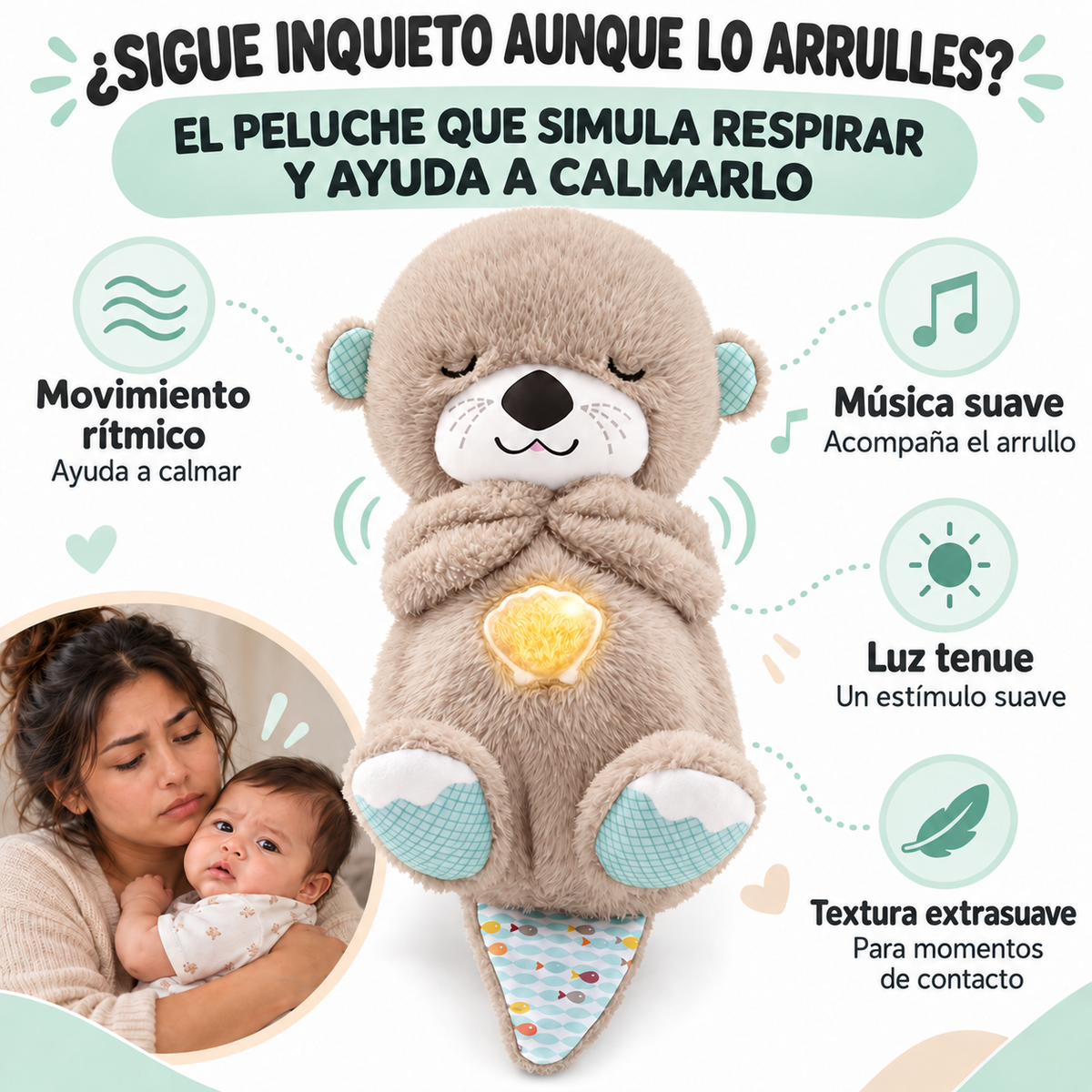 Peluche Nutria — Ayuda a Calmar a Tu Bebé con Respiración Simulada  🦦