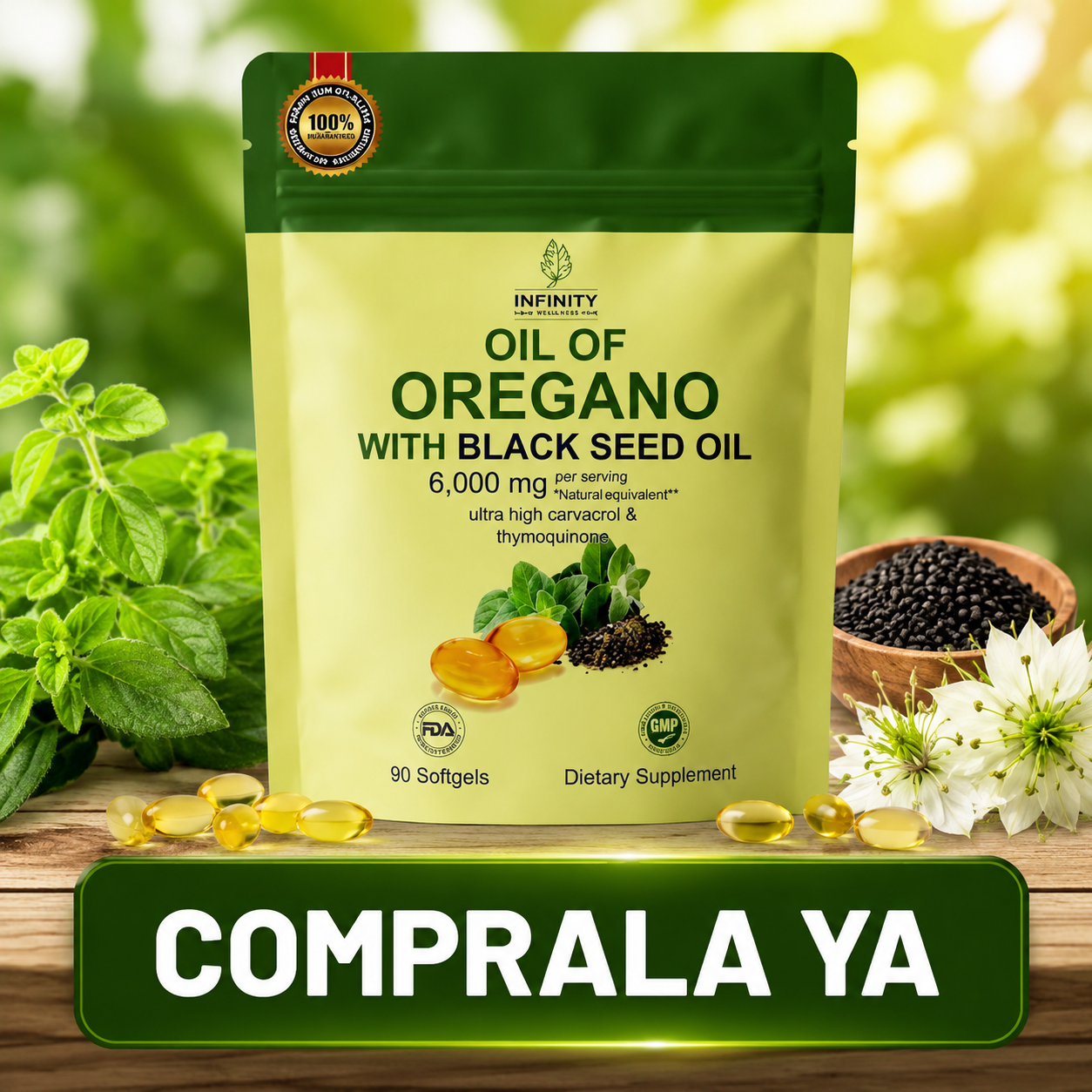 Formula Natural Anti-Inflamación - Complejo Aceite de Oregano + Aceite de Semillas Negras
