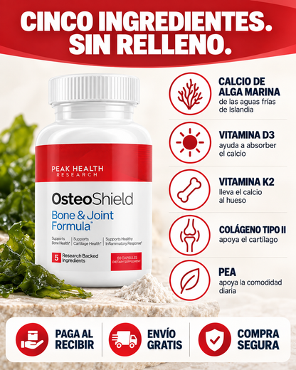 OsteoFit™ — El Soporte de tus Huesos, Rodillas y Cadera y Para la Rigidez de la Mañana— Fórmula de 5 Ingredientes con D3 + K2 🦴