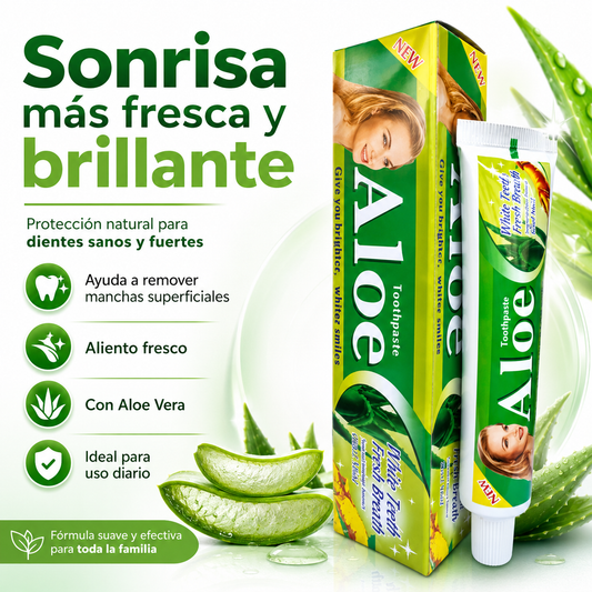 AloeBright™ - Pasta Blanqueadora con Aloe Vera — Sonrisa Más Blanca, Fresca y Segura✨