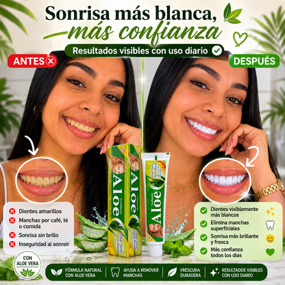 AloeBright™ - Pasta Blanqueadora con Aloe Vera — Sonrisa Más Blanca, Fresca y Segura✨