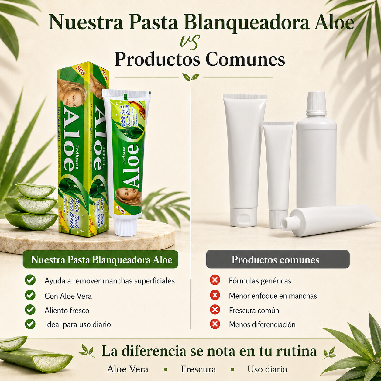 AloeBright™ - Pasta Blanqueadora con Aloe Vera — Sonrisa Más Blanca, Fresca y Segura✨