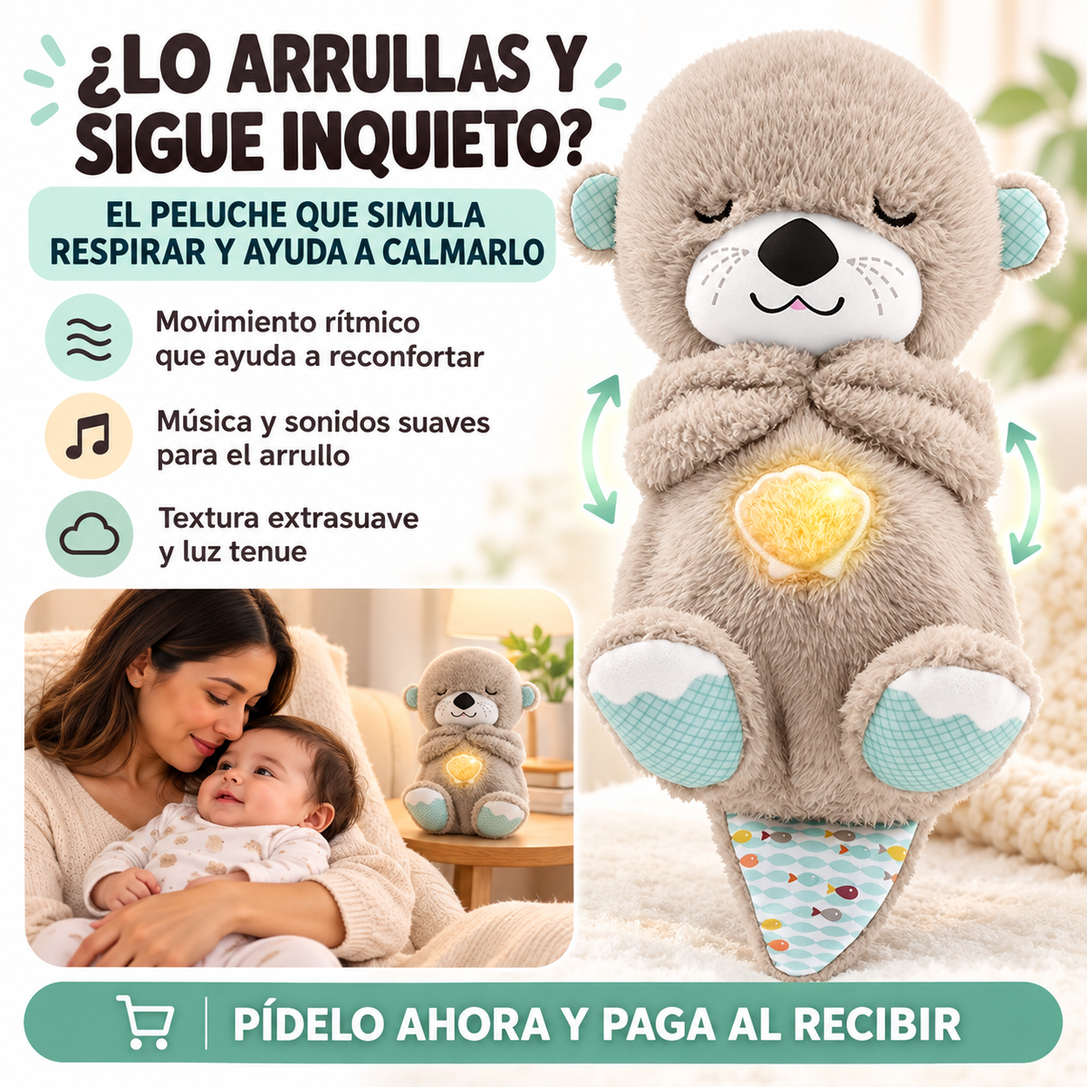 Peluche Nutria — Ayuda a Calmar a Tu Bebé con Respiración Simulada  🦦
