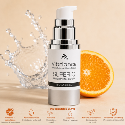 Vibriance Super C Serum™ — Aclara Manchas, Borra Líneas e Hidrata — Todo en Un Solo Pomo 🍊