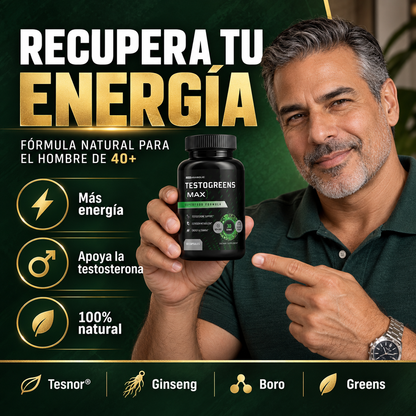 TestoGreens MAX™ – Recupera tu Energía y Vuelve a Rendir Como Antes — Fórmula Natural para Hombre con Ginseng, Boro y Vegetales Concentrados 🌿