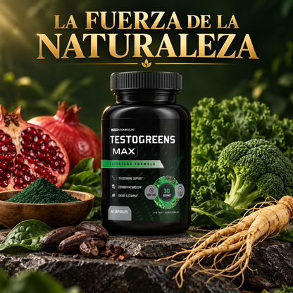 TestoGreens MAX™ – Recupera tu Energía y Vuelve a Rendir Como Antes — Fórmula Natural para Hombre con Ginseng, Boro y Vegetales Concentrados 🌿